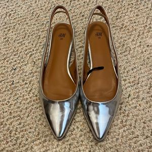 H&M Silver Flats Pointed Toe Size 38